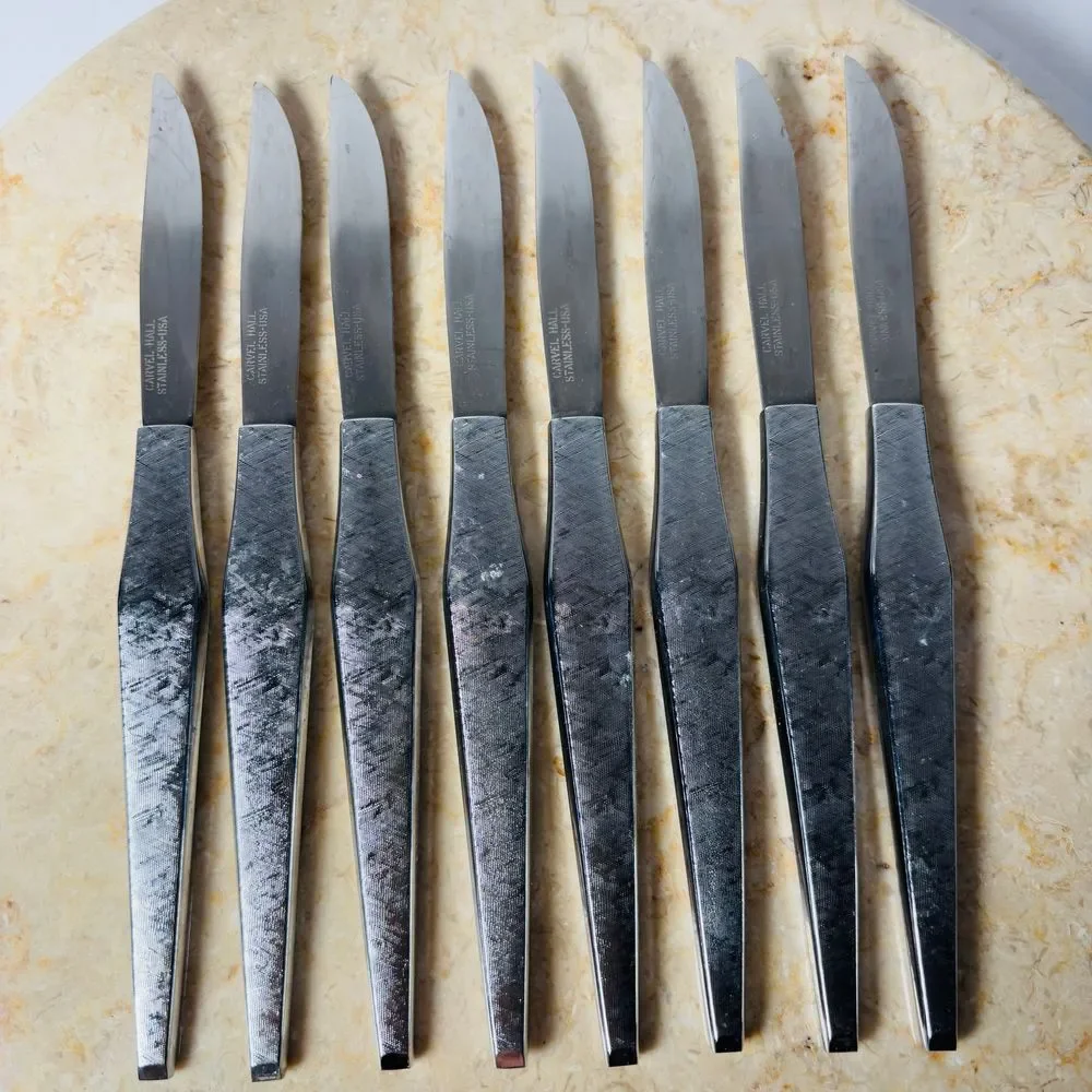 Carvel Hall Knives‎ 8 Steak Knives Stainless Steel Knives Vintage Knives